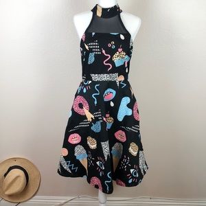 RIK & REG Open Back Ice Cream Print Midi Dress